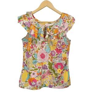 Liberty of London for Target Women's Floral Sleeveless Ruffle Neck Blouse Small